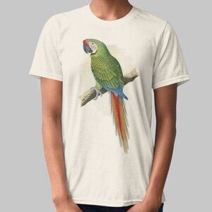 Military Macaw Vintage Parrot Print Short Sleeve Graphic Tee T-shirt S M L XL